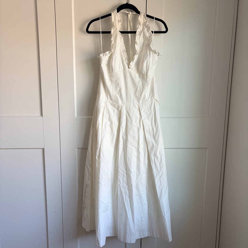 Reformation White Beaux Midi Dress with Ruffle Detail | 8 - Picture 4 of 9
